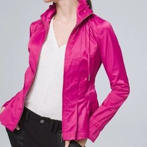 WHBM Beautiful Smocked Anorak Jacket Pink Fuchsia size Large NWOT